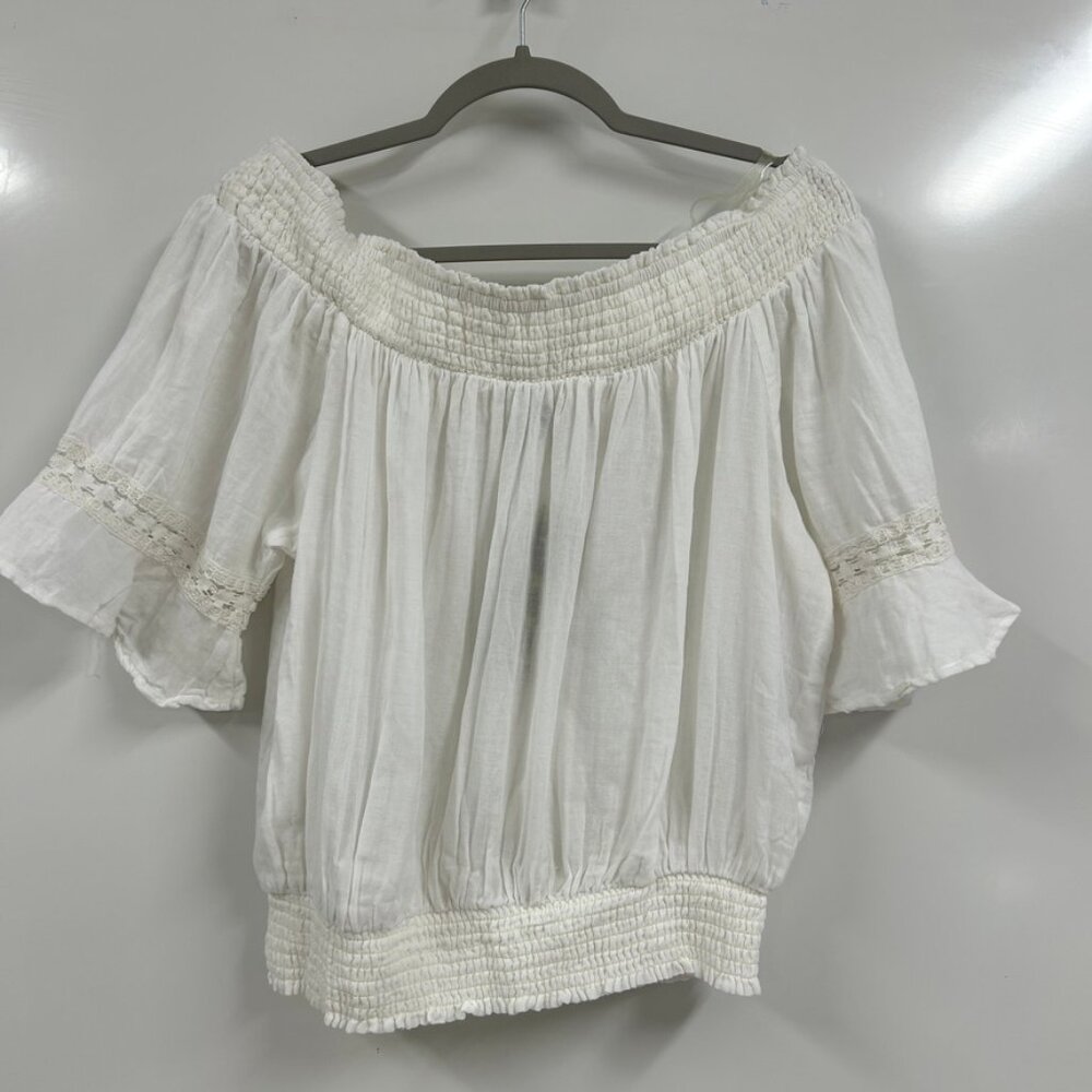 NWT 3x Taxi White Off Shoulder Smocked Boho Peasant Romantic Cottagecore Beachy